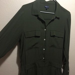 Madewell Pull On Army Green Jumpsuit Romper